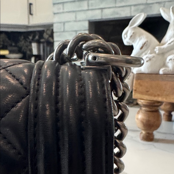 Black Boy Style Crossbody Bag With Silver Hardware Genuine Leather Lambskin - Picture 3 of 10